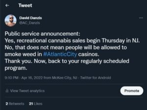 Smoking weed in Atlantic City casinos still not legal